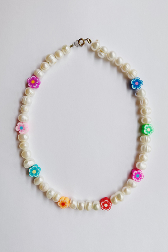 Chunky Flower Pearl Necklace