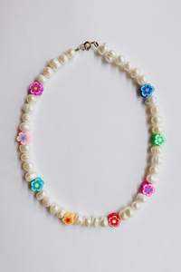 Chunky Flower Pearl Necklace